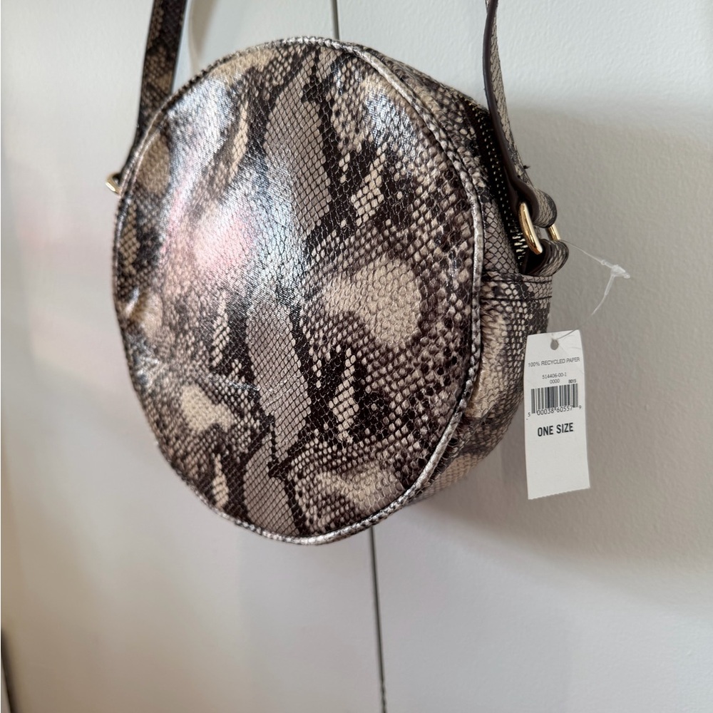 Banana Republic Factory Round Snake-Print Crossbody - Brown, Cream, Black